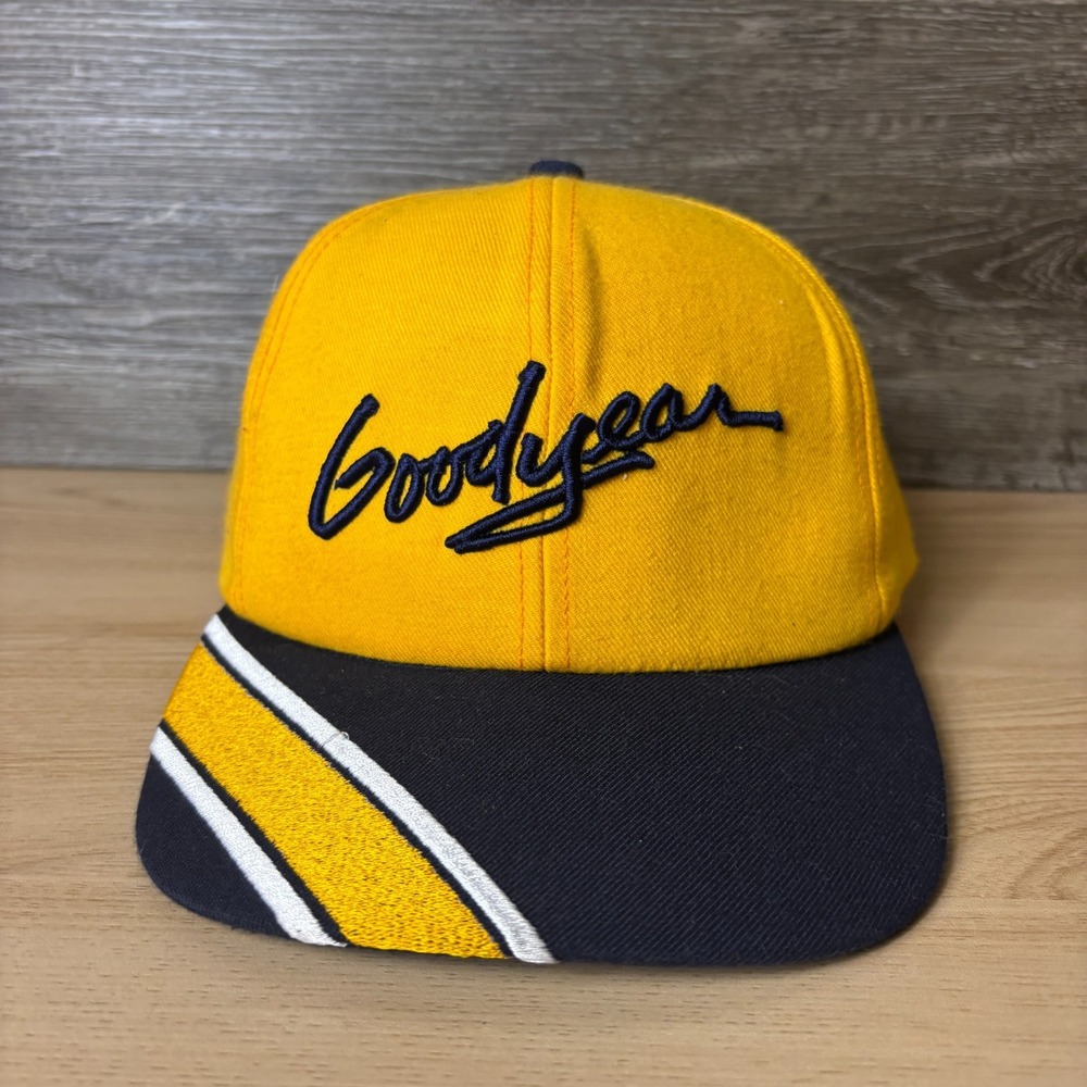 Vintage Goodyear Hat Cap Snap Back Yellow Tires Racing Retro K Products